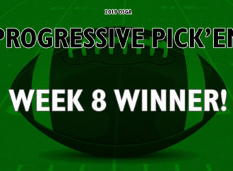 Sweep of the board earns a player $800 in Week 8 of the OSGA Progressive Pick â€˜Em